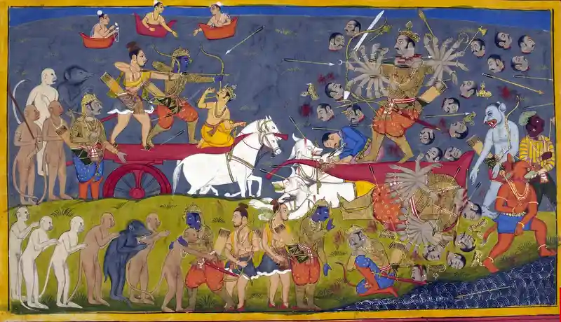 Rama kills Ravana - Mewar Ramayana