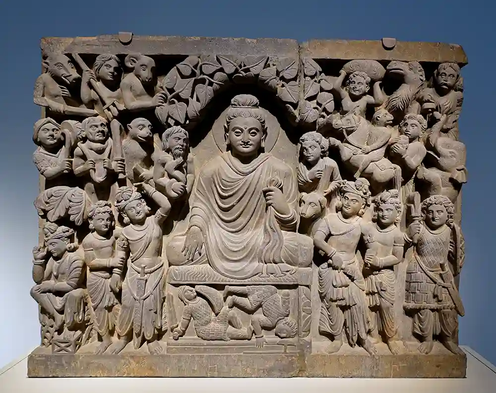 Buddha defeats Mara before Enlightenment - Gandhara