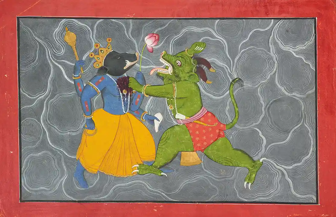 Varaha Avatar and Hiranyaksha - Attritbuted to Manaku