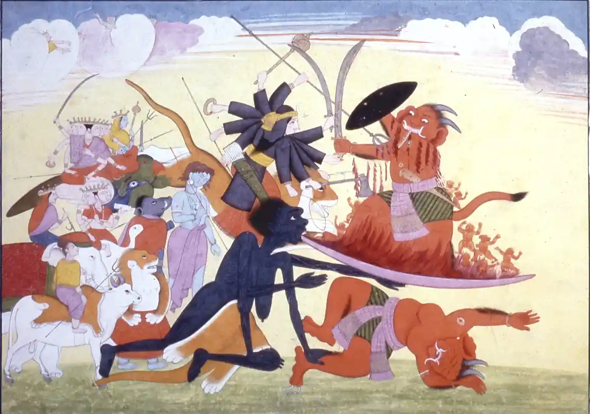 Maa Kali annihilates Raktabija